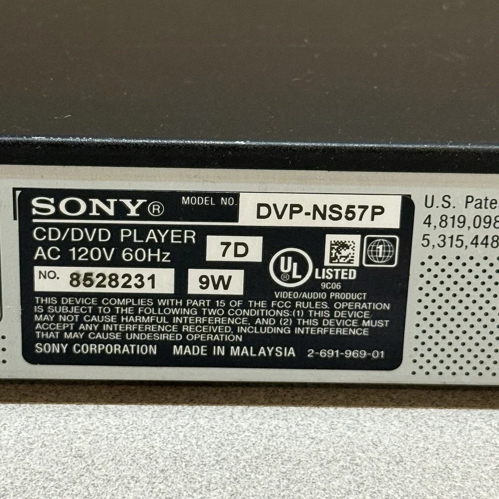 Sony DVP-NS57P CD/DVD Player - No‎ Remote Turns On Not Tested